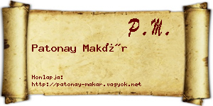 Patonay Makár névjegykártya